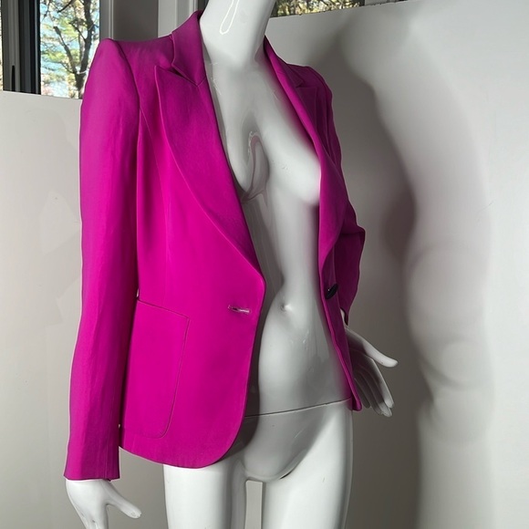 Emanuel Ungaro Paris Sz 34 Bright Pink Fitted Single Button Blazer - Picture 4 of 9